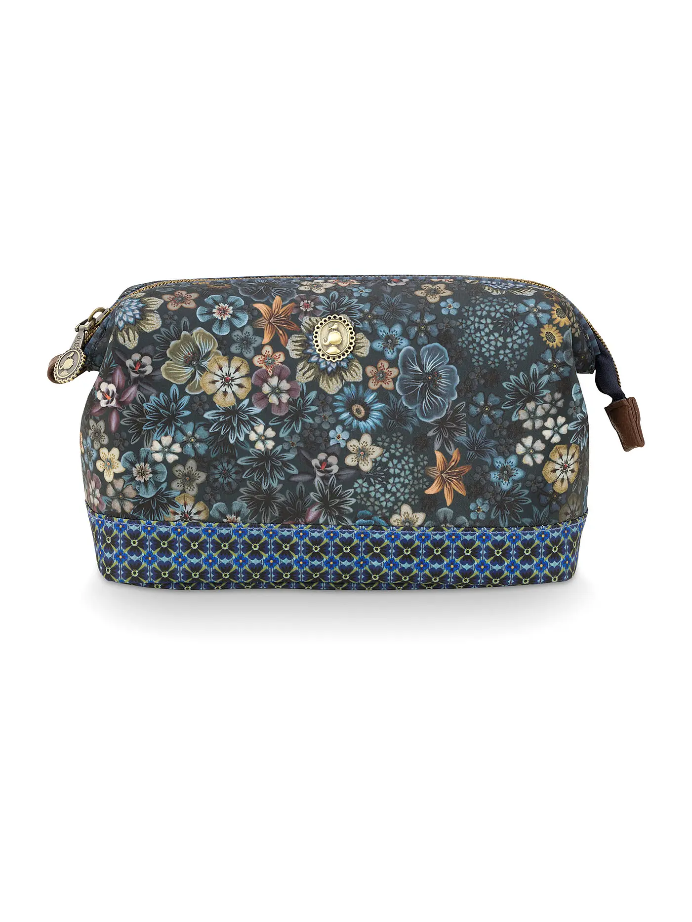 PIP STUDIO | Kosmetiktasche TUTTI I FIORI 22,5x9x15cm Medium Green | dunkelblau